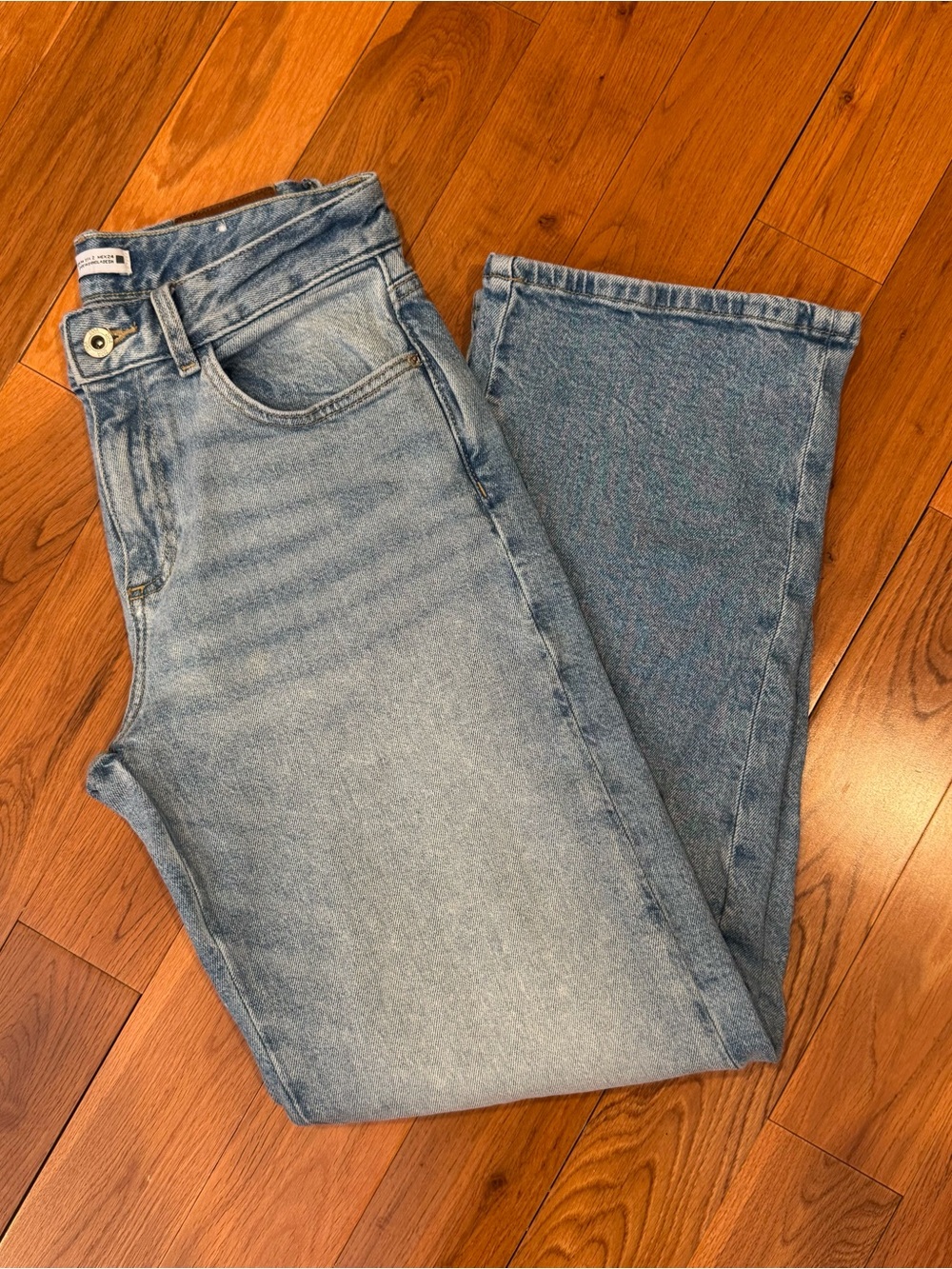 Zara Light Blue High-Waist Wide Leg Jeans